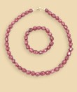 Thulite tumbled stone jewellery set, necklace and bracelet, SMKST2301