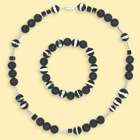 Lava and Striped Agate Jewellery Set 39.50 EUR*